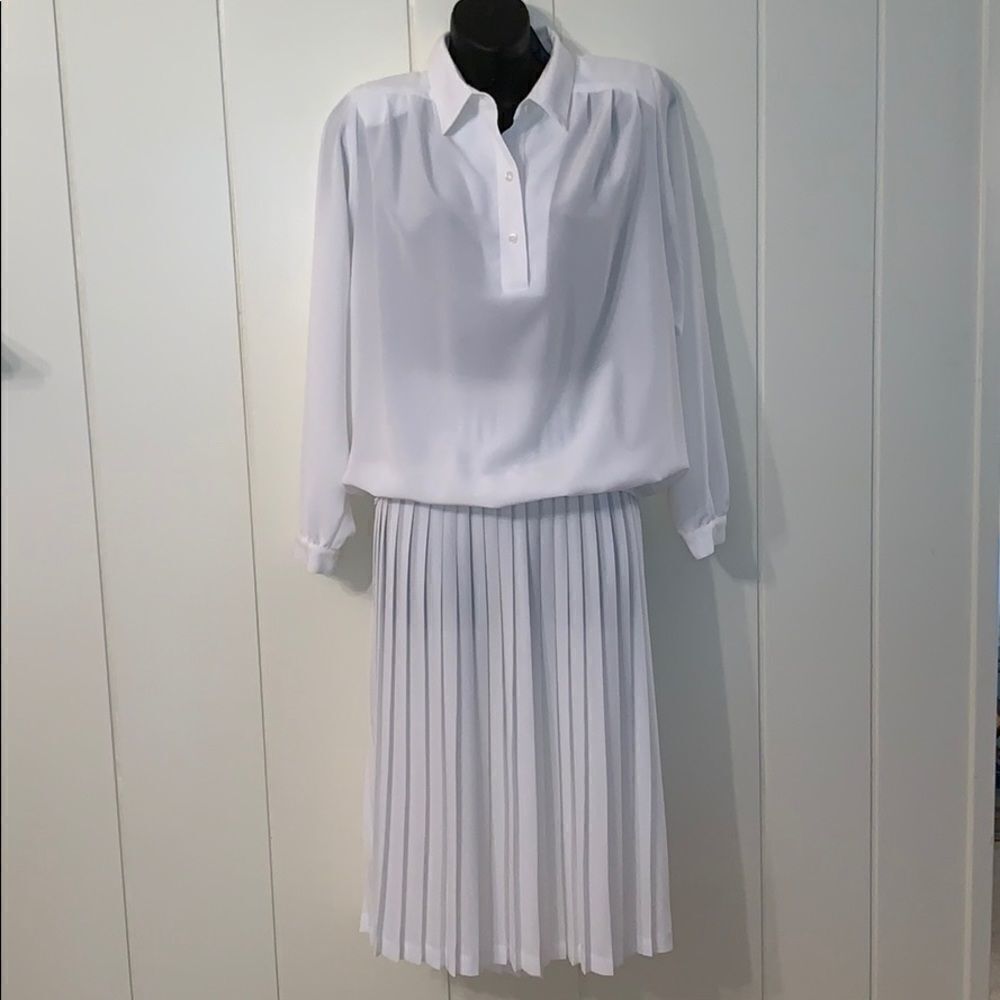 Vtg 80s DaRue white polyester‎ 2 pc outfit